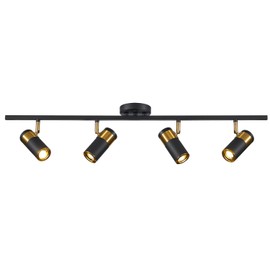 Magiroz Matte Black Track Lighting Kit Mid Century Vintage Adjustable Kitchen Track Lighting Fixtures Modern Indoor Ceiling Mount Linear Spotlight Fixture Flexibly Rotatable Light Head GU10 MCL05-4 BK