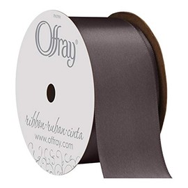 Offray 475997 Single Face Satin Craft Ribbon, 1 1/2" x 12', Pewter