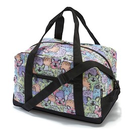 JOSIVIKY Small Gym Bag 14 inch Mini Duffel Bag Carry-on Bag Lightweight Travel Bag, Perfect for Weekend Business Trips or Sports, Cat, Lightweight