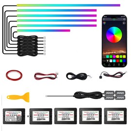 Dreamcolor Acrylic Interior Car LED Strip Light,10 in 1 RGB Ambient Lighting,16 Million Car Interior Lights,175 Inches 600 LED Music Sync Led Lights Kits