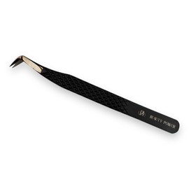 Beauty Power Boot Lash Tweezers for Eyelash Extensions, Precision Fiber Tip Grip Mega Volume Lash Tweezers (Black)