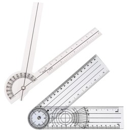 Selinear Goniometer, 2 Pack Plastic, Clear, Multi-functional, Portable, Drawing, Engineering, Architectural Design, Carpentry, Spine Goniometer Protractor (6 Inch 180°+ Rotating Corn Ruler)