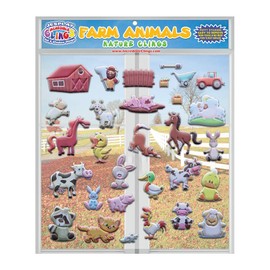 Funny Farm Animals Window Clings for Kids & Toddlers (by Jesplay USA - Reusable Window Stickers Gels & Decals) Puffy Sticker Activites for Car Plane Home- Horse, Cow, Farmer, Farm House Animals