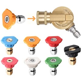 Selkie Pivoting Coupler Kit for Pressure Washer, 8 Pack Universal Power Pressure Washer Accessories Kit, 7 Nozzle Tips,1/4 Inch,4500 PSI