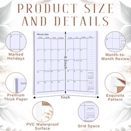 ReliThick 2025 Pocket Calendar for Purse Small Monthly Planner for Women Handy Weekly Pocket Planner Journal Writing Notebook Christmas New Year Gift Sister Friends Women(Aesthetic Boho)