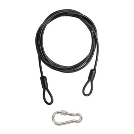 PATIKIL Security Cable 8 ft x 3/16" (4mm), Braided Stainless Steel Coated Safety Wire Rope with Double Loop for Travel Luggage Bicycle Lock Cable, Black