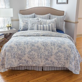 C&F Home Colonial Williamsburg Clementina Dusk Twin Quilt 100% Cotton Lightweight Machine Washable Reversible Bedspread Coverlet Twin Blue