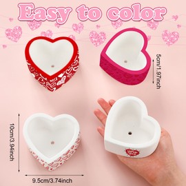 Beeveer 6 Pcs DIY Mother's Day Craft Kits Make Your Own Ceramic Succulent Planters Paintable Heart Shaped Decoration, and Ceramic Succulent Planters Kit for Mother's Day from Daughter So