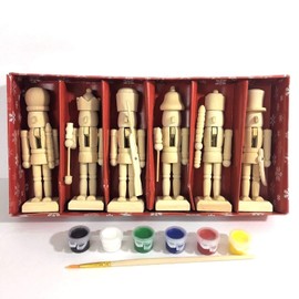 Paint Your Own 5" Mini Wooden Nutcrackers Christmas Craft Kit Box Set of 6 DIY