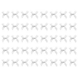 Shapenty 1cm Wide Mini Satin Ribbon Bows Flowers Bowknot Bulk for Sewing Dress Craft Project Scrapbooking Wedding Birthday Christmas Ornament Gift Decor Wrapping, 4x4cm, 40PCS (White)