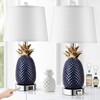 espidoo Pineapple Table Lamp with USB Charging: Navy Blue Ceramic