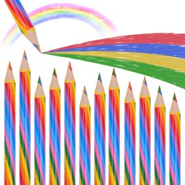 Ailvor Rainbow Colouring Pencils, Pack of 12 Children's Colouring Pencils, Triangular Colouring Pencils Set for Children, Drawing Pencil, School, Office, Household Goods