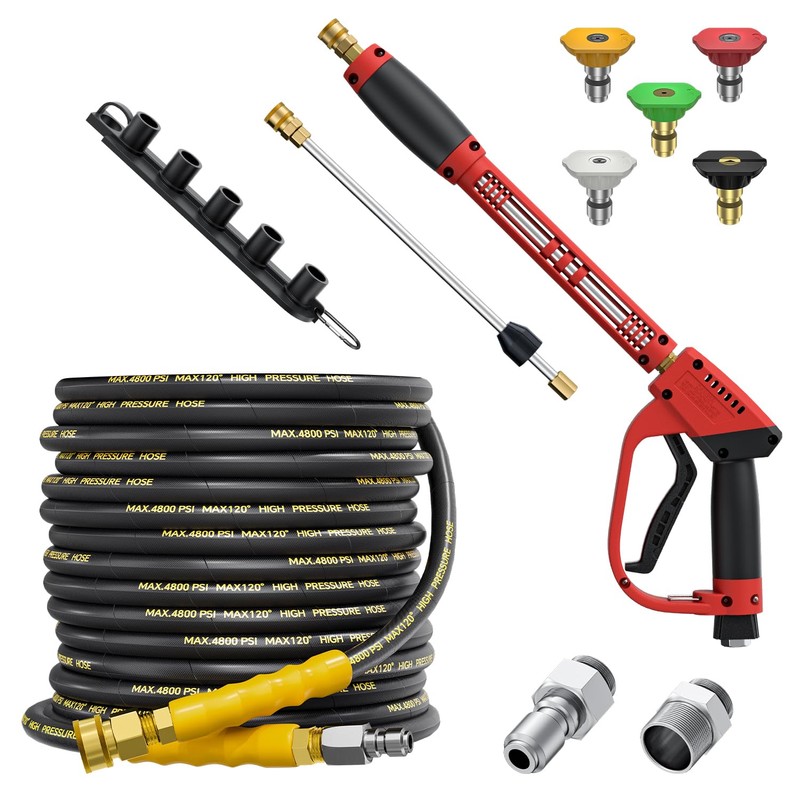 TechSweepPro 5000PSI Pressure Washer Gun and Hose Kit, 50FT Kink