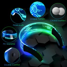 Ninonly LED Glasses Light Up Glasses 7 Colors 4 Modes Luminous Glasses for Men Women Christmas Party Bar Club Concert Cosplay