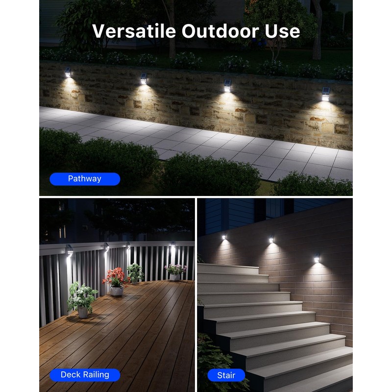 4 Pack Solar Wall Lights, Stainless Steels Outdoor Waterproof Motion
