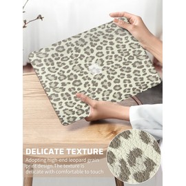 Seorsok Compatible with MacBook Pro 16 inch Case 2024-2021 M4 M3 M2 M1 A3403 A3186 A2991 A2780 A2485,Elegant Leopard Grain Leather Plastic Hard Shell Case with Keyboard Cover,Khaki