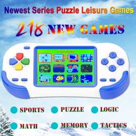 Douddy レトロハンドヘルドゲームコンソール 子供用 4~12歳 218パズル内蔵 レジャービデオゲーム 充電式 3.0インチスクリーン 電子機器ゲームプレーヤー おもちゃ 男の子/女の子への誕生日プレゼント (ブルー)