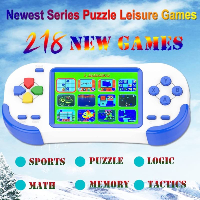 Douddy レトロハンドヘルドゲームコンソール 子供用 4~12歳 218パズル内蔵 レジャービデオゲーム 充電式 3.0インチスクリーン 電子機器ゲームプレーヤー おもちゃ