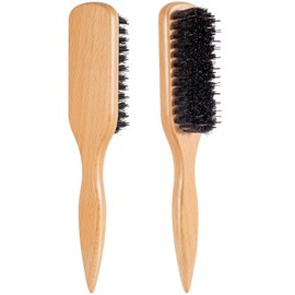 Slick Back Hair Brush for Women Men, Boar & Nylon Bristle Hair Brush for Thick & Fine Hair, Stiff Bristles for Smoothing Hair for Polishing, Deepening, Styling, Sectioning, Parting-Wide Rat Tail