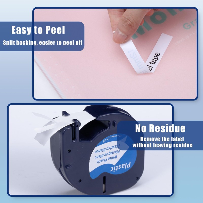 5 Packs Replacement for Dymo LetraTag Label Maker Tape Refills