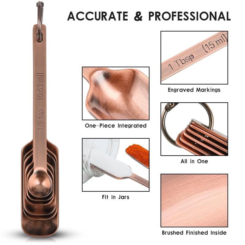 zoyizi Copper Measuring Cups and Spoons Set 14, Stainless Steel