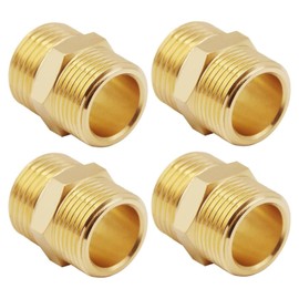 QZKJQDD 2 Pcs 1/2" Male to 1/2" Male, Thread Brass Hex Nipple Connector, Hex Nipple Pipe Fittings, Straight Pipe Fitting G1/2 x G1/2 Thread Connector for Pipe Connecting Conversion