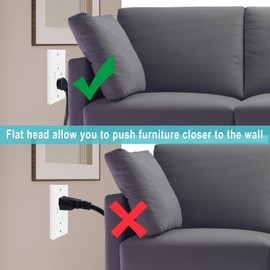 2FT 90Degree Computer Power Cord - Flat Plug to Right Angle IEC C13 Power Cord,Universal PC Power Supply Cord, 16AWG, Black C13 3 Prong Angled AC Power Cord for PC Monitor/TV