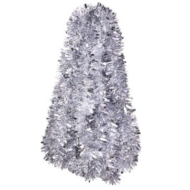 FINGOOO Silver Christmas Tinsel Garlands 6 Metres Chunky Xmas Tinsel for Christmas Tree Home Office Decoration