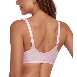 Lemorosy Women's Plus Size Front Closure Lace Bra Full Coverage Underwire Unlined Everyday Bra（34G,Pink