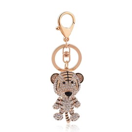 Bestdays Pineapple Rhinestone Alloy Resin Women Car or Bag Keychain (Tiger)
