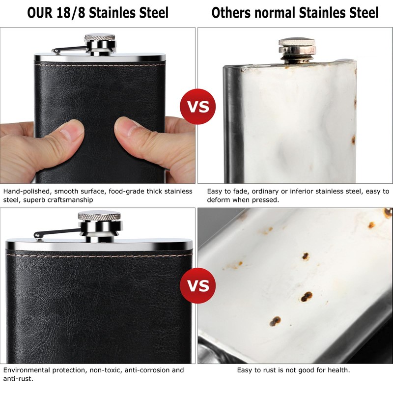 GENNISSY 12 OZ Hip Flask - Classic Silver Stainless Steel