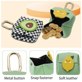 WisePoint Fruit-Shaped Coin Purse, Foldable PU Leather Wallet Mini Wallet Purse for Women and Girls, Cute Change Purses with Keyring and Snap for Working, Dating, Travelling, Shopping (Lemon)