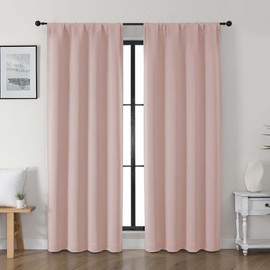 Gwine Blush Pink Blackout Curtains for Living Room 72 inches Long, Noise Reducing Room Darkening Window Treatment Curtains for Bedroom, Farmhouse Decor with Rod Pocket, Each 40" Wx72 L,2PCS