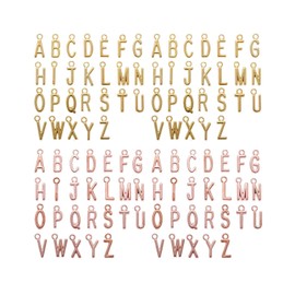 BARRU Pack of 104 Letter A-Z Charms, Letter Pendants, Small Letter Pendants, Gold, Zinc Alloy Alphabet Charm Chain and Vintage Aesthetic, Bracelet, Earrings, Necklace (Gold + Rose Gold)