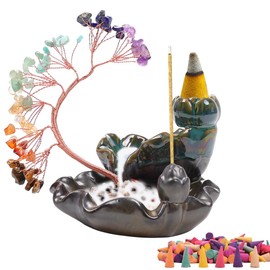 LOJAX Quemador de Incienso Quemador de Incienso de Cerámica de Reflujo, Quemador de Incienso de Reflujo, Soporte de Incienso de Reflujo de Cascada, Reflujo de Cerámica Quemador