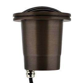 MarsLG BRS1 ETL-Listed Solid Brass Low Voltage Landscape Grated In-Ground Well Light with Convex Lens in Antique Brass Finish and Free MR16 LED Bulb, 36WL03BS