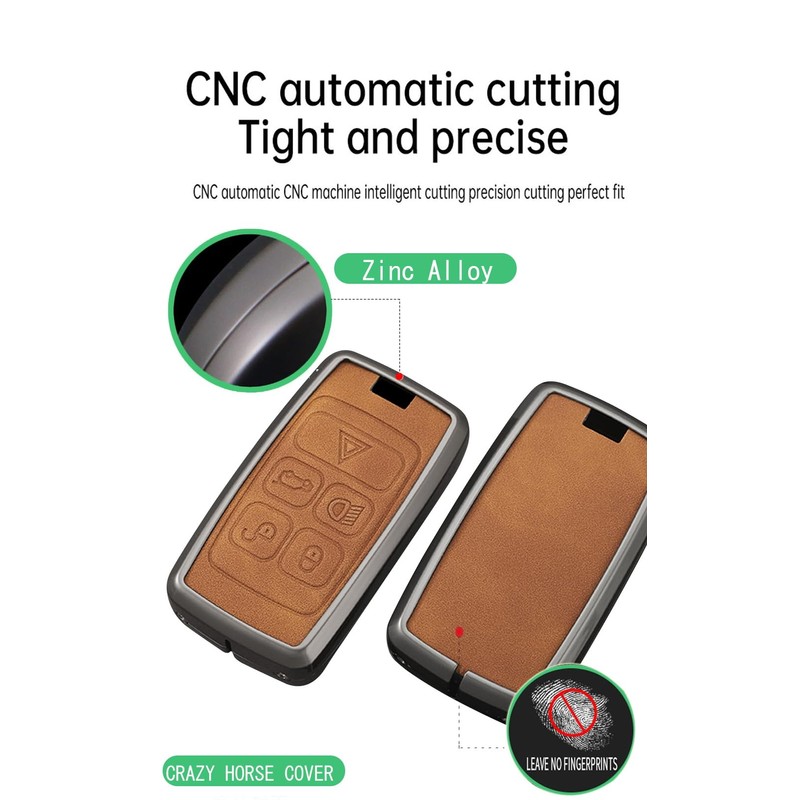 ontto Key Fob Case Metal Key Shell Leather Car Key