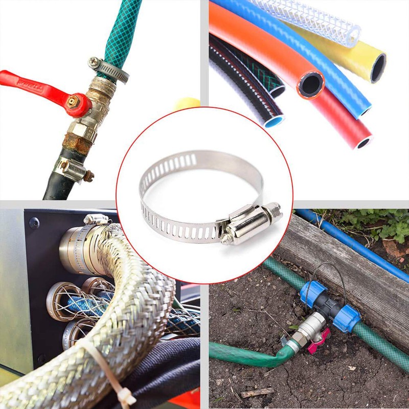 Stainless Steel 60Pcs Adjustable Hose Clamps Plumbing Fuel Line Clamps