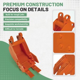 VORGENS Mini Excavator Bucket, 200mm/7.9'' Orange Narrow Trench, Fit for up to 3 Tons Mini Excavator Attachments w/Link Pins*2#Replace Small Digger Bucket Trenching Backhoe