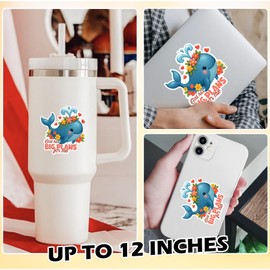 God Has Big Plans for Me Sticker Funny Whale Christian Bible Verse Religious Spiritual Faith Waterproof Die Cut Vinyl & Transparent DTF Decal for Water Bottle Laptop Car Helmet Gifts for Her Him
