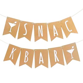 Snackbar Garland Bunting Snack Bar Banner with Rope Decorative Party Garland Made of Brown Kraft Paper, Confirmation Decoration, Wedding