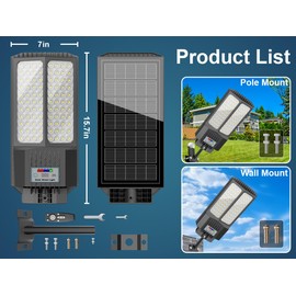 loyoele Solar Street Lights Outdoor,750000Lm Solar Parking Lot Lights Commercial Street Light Dusk to Dawn,7000K LED Security Flood Light with Motion Sensor and Remote Control for Street,Court,Yard