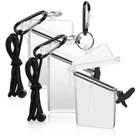 BESARME 3 Pack Waterproof ID Badge Holder Case Clear Vertical ID Card Holder with Lanyard Carabiner and Keychain Durable Locker Dry Box