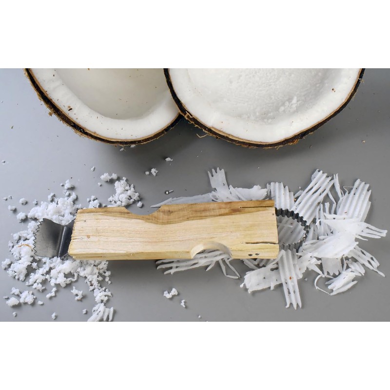 Small Size Wooden Handle Coconut Grater - Durable Sharp Stainless