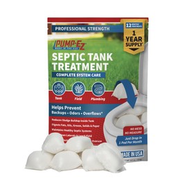 Pump-EZ Enzyme Septic Tank Treatment Tablets, 1-Year Supply Home Value Pack, Septic System Bacteria, Premeasured - Extra Strength, No Mess, Made in the USA (12 Toilet Drop-in Pods)