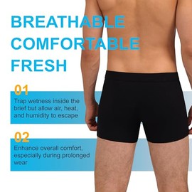 Ropa interior para la incontinencia masculina Calzoncillo bóxer absorbente lavable a prueba de fugas urinarias Protección contra fugas de vejiga masculina 3 piezas (3X Negra)