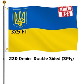 Hypoth Double Sided Ukraine Trident Flag 3x5 FT Outdoor- UV Fade Resistant 3Ply Ukrainian National Flags Canvas Header with 2 Brass Grommets Easy to Rising