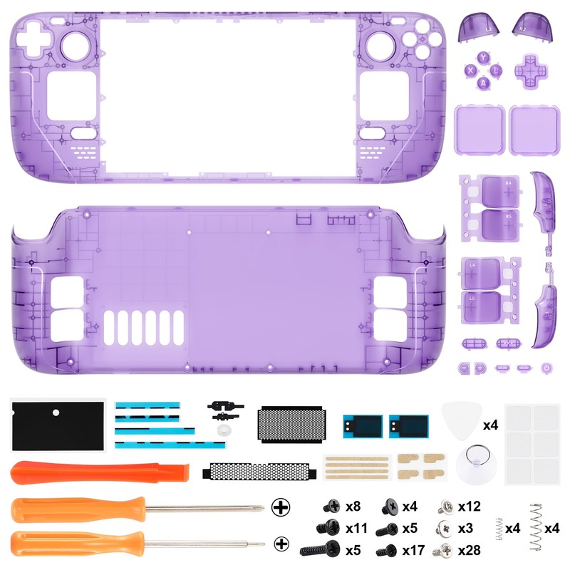 eXtremeRate Custom Faceplate Back Plate for Steam Deck LCD, Clear