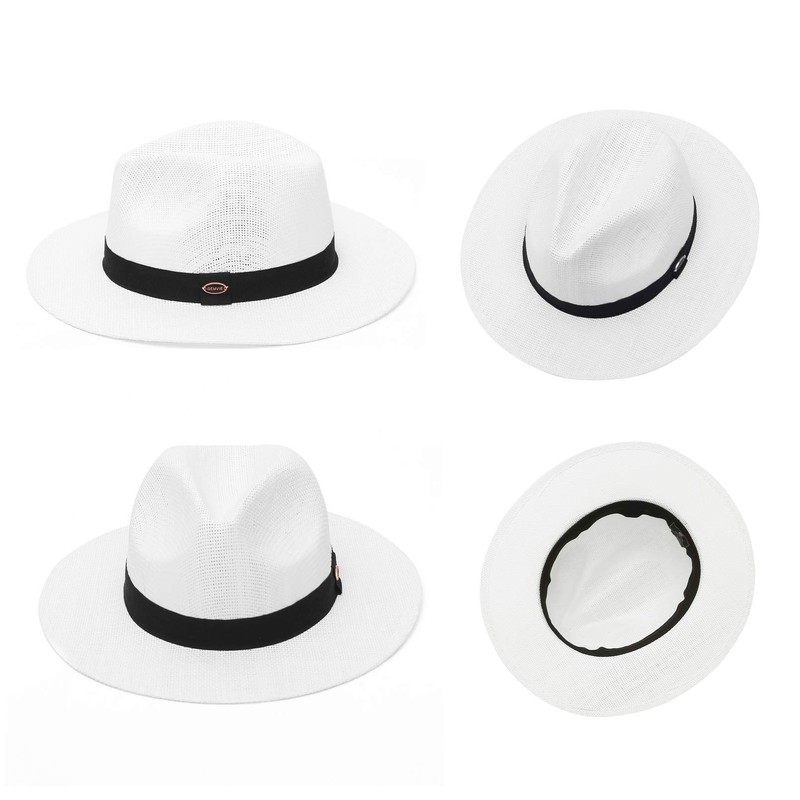 GEMVIE Panama Hat Men Women Wide Brim Straw Hat Fedora