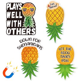 4 Pcs Upside Down Pineapple Magnet - Pineapple Decor Magnetic Stickers for Cruise Doors, Cabin，Refrigerators, and Cars